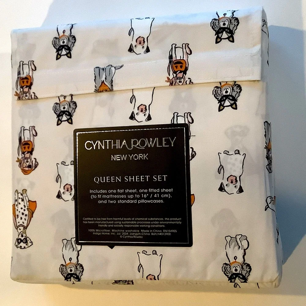 Cynthia Rowley Halloween Perfect Puppies Costume Sheet Set Queen New